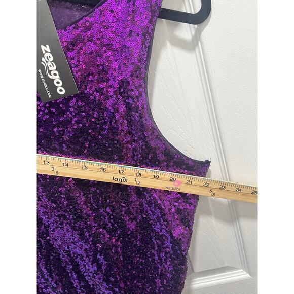NWT Zeagoo Purple Sequin Sleeveless Top Size 2X Tunic Rounded Bottom Lined - Picture 4 of 6